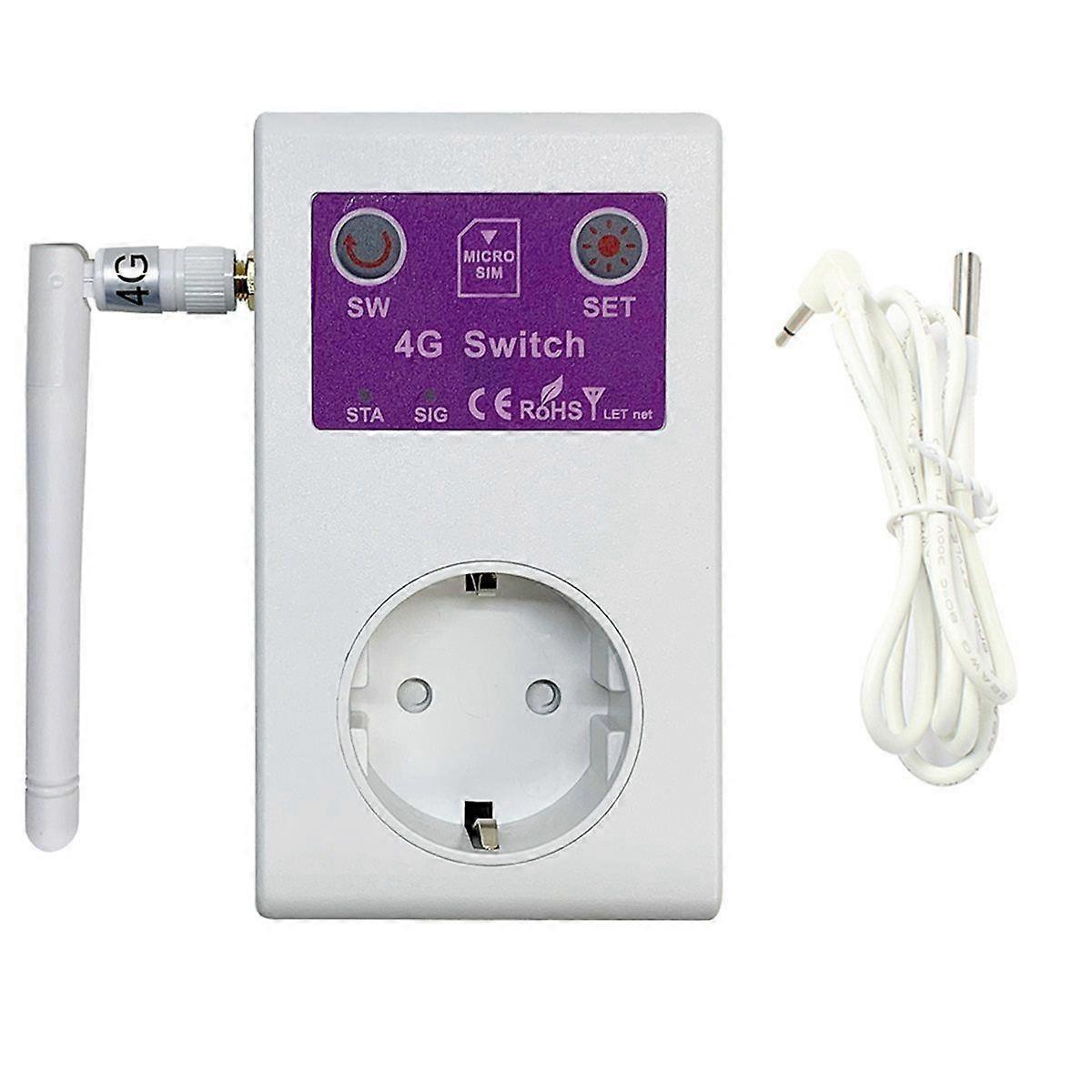 4G Smart Plug GSM SMS Remote Control Temperature Sensor Switch OFF/on Outlet 16A Home Appliance Relay Controller (EU) B
