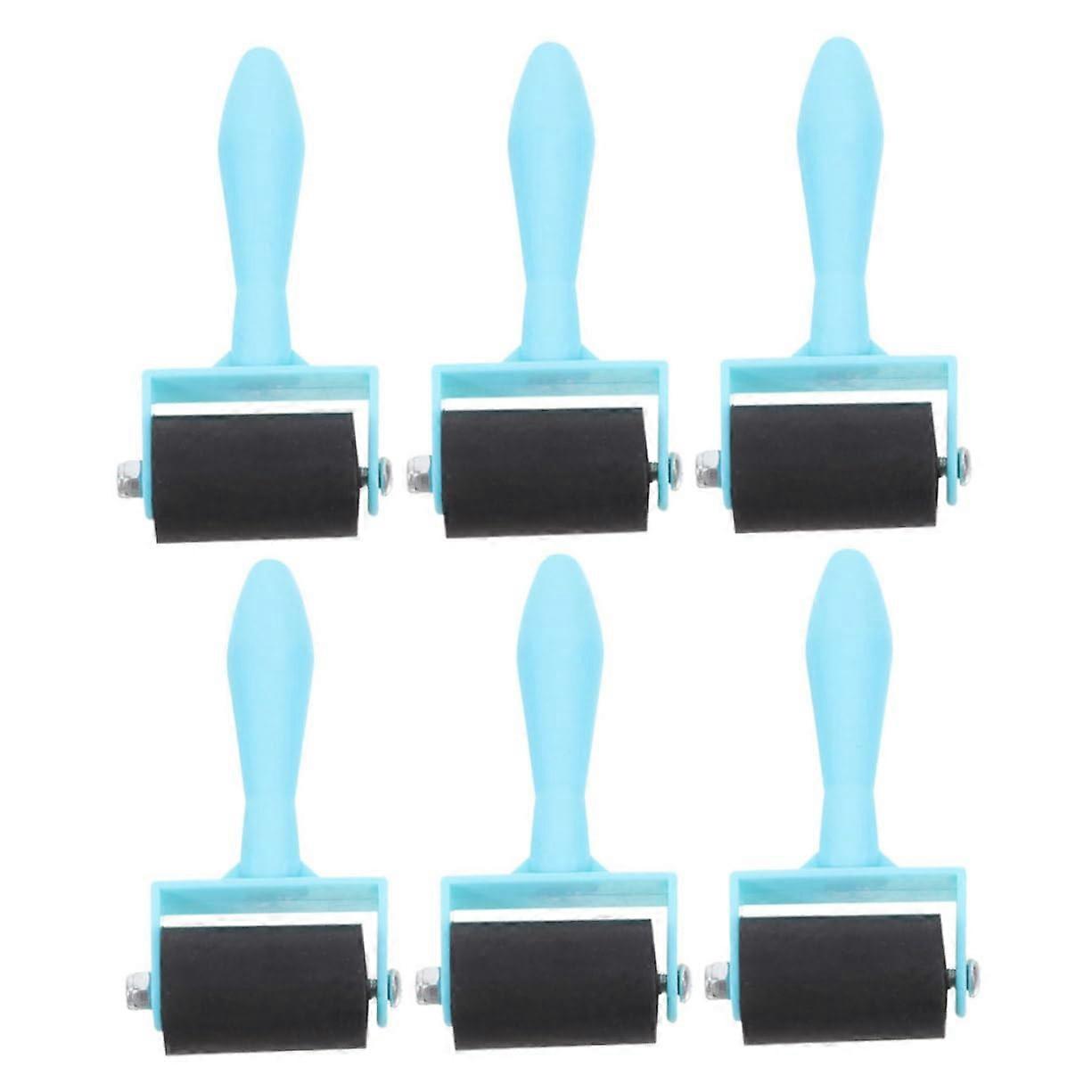 Printmaking Roller Set 6pcs Rubber Brayer with Ergonomic Grip for Smooth Ink and MultiSurface Crafting