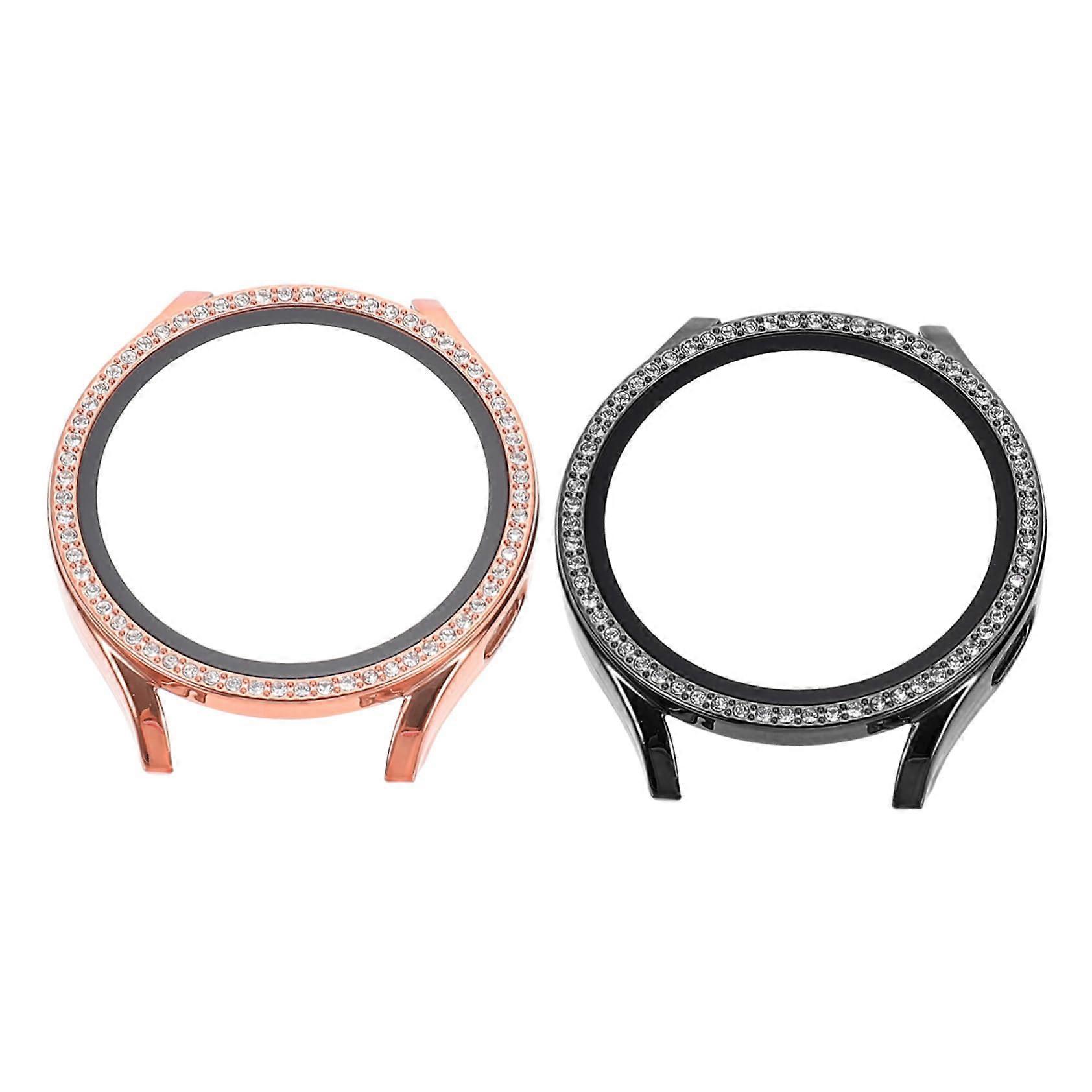 2 Pack Screen Protector for Apple Watch with Rhinestone Case, Full Coverage Tempered Glass Cover