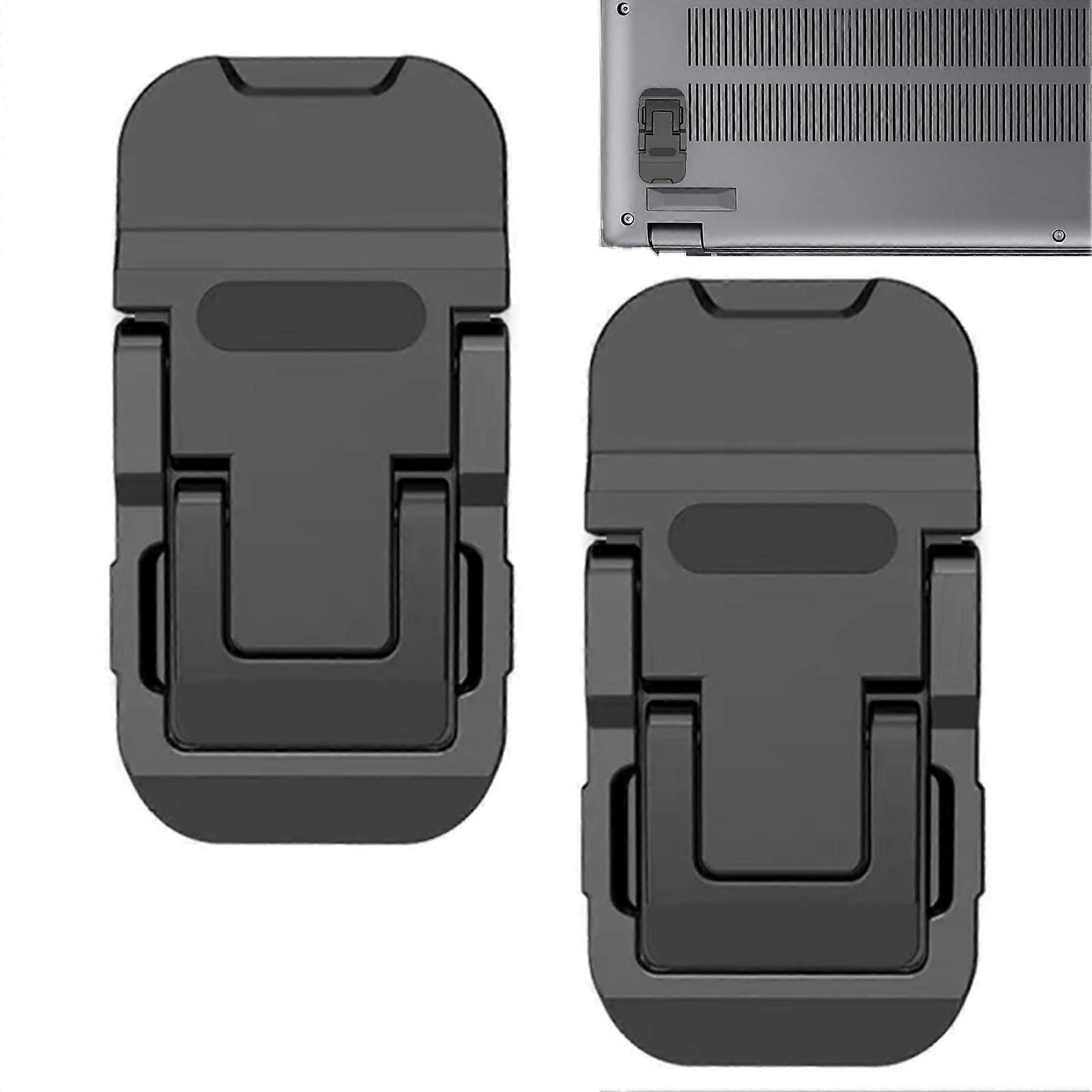 Adjustable Laptop Stand for Desk with Ventilated Cooling, Foldable ABS Riser, Double Gear Black