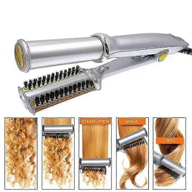 Glätteisen, Lockenstab, Multifunktions-Haarstyling-Tool mit Bürste