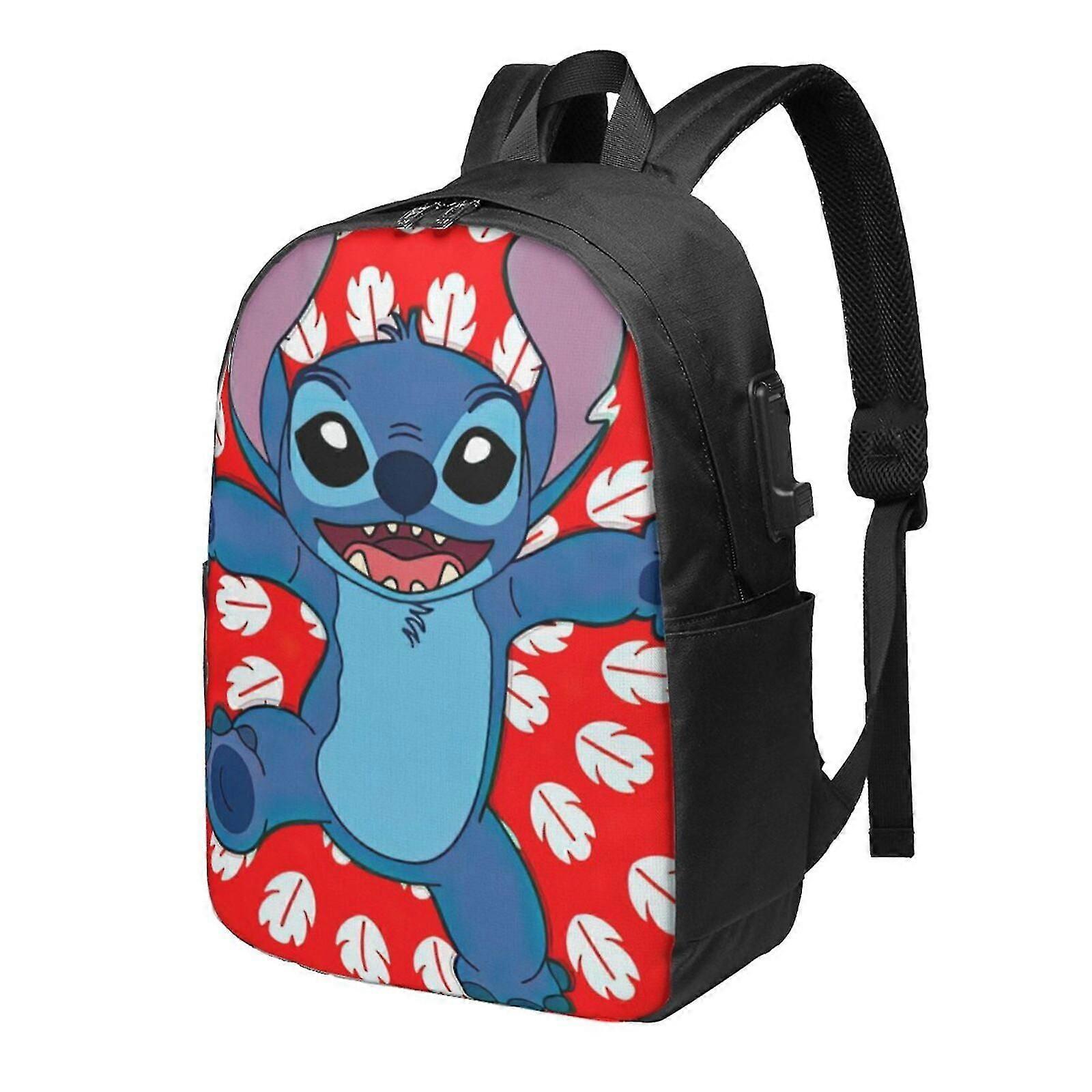 j6348 Lilo & Stitch Backpack With USB Charging Port, Travel Laptop Backpack, Water Resistant College School Computer Bag, Durable Daypack, Fit 16 Inch