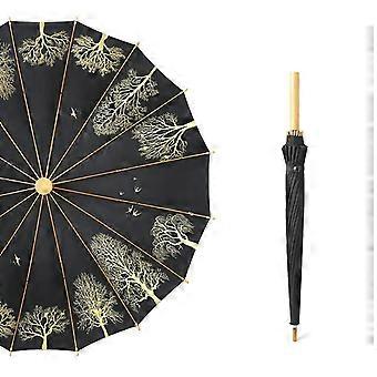 Umbrella Rain Umbrella with Windproof Canopy Retro Stylish Design for Outdoor Travel