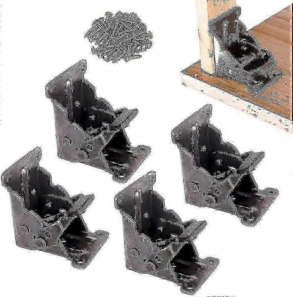 4 Pack Foldable Locking Support Brackets with Self-Locking Hinges for Sturdy Extension & Space-Saving Storage