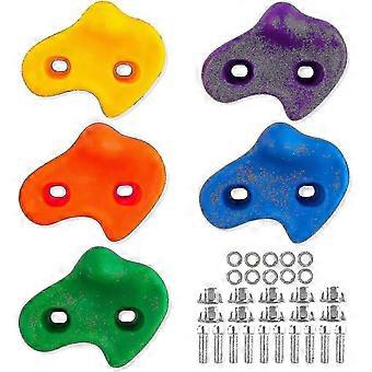 Conjunto de 10 peças de apoios para escalada infantil, rochas coloridas vibrantes, alças ergonômicas, resistentes aos raios UV e às intempéries, para brincadeiras em ambientes internos e externos.