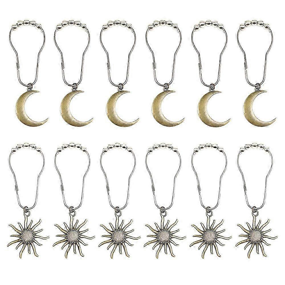 12pc Sun Moon Celestial Shower Curtain Hooks