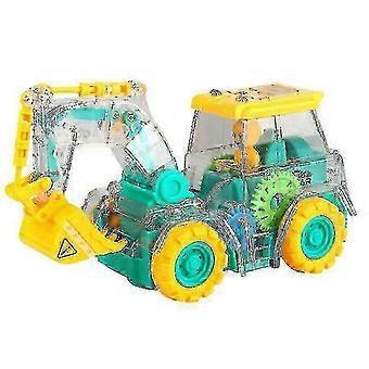 Camion giocattolo escavatore da cantiere in ABS trasparente con luci, suoni e sterzo automatico.