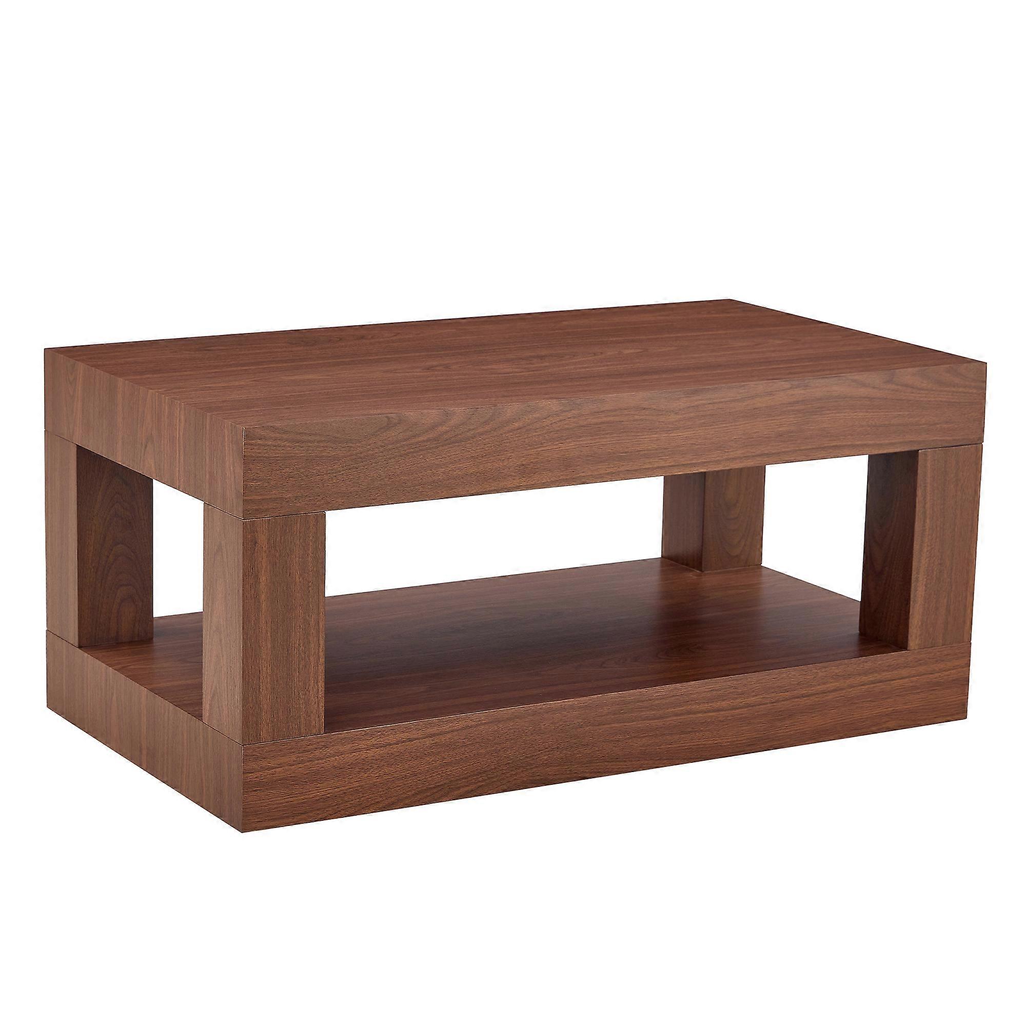 Modern 2-Tier Coffee Table, Rectangular Centre Table With Open Shelf For Living Room