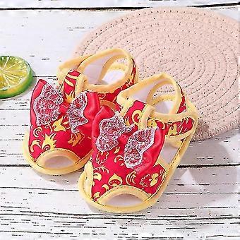 Baby Mädchen Pailletten Blumensandalen Sommer Weiche Sohle Flache Prinzessin Prewalker Schuhe Kleinkind Anti-Rutsch Baumwolle First Walkers Schuhe