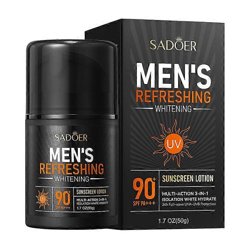 3-in-1 Mens Sunscreen Lotion SPF90 PA++++, Refreshing Hydrating UV Protection Cream, 1 Bottle