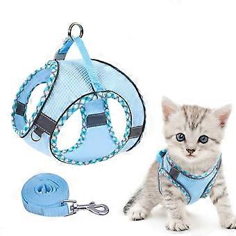 Adjustable Dog and Cat Harness with Leash, Reflective and Soft, Secure Fit Black
