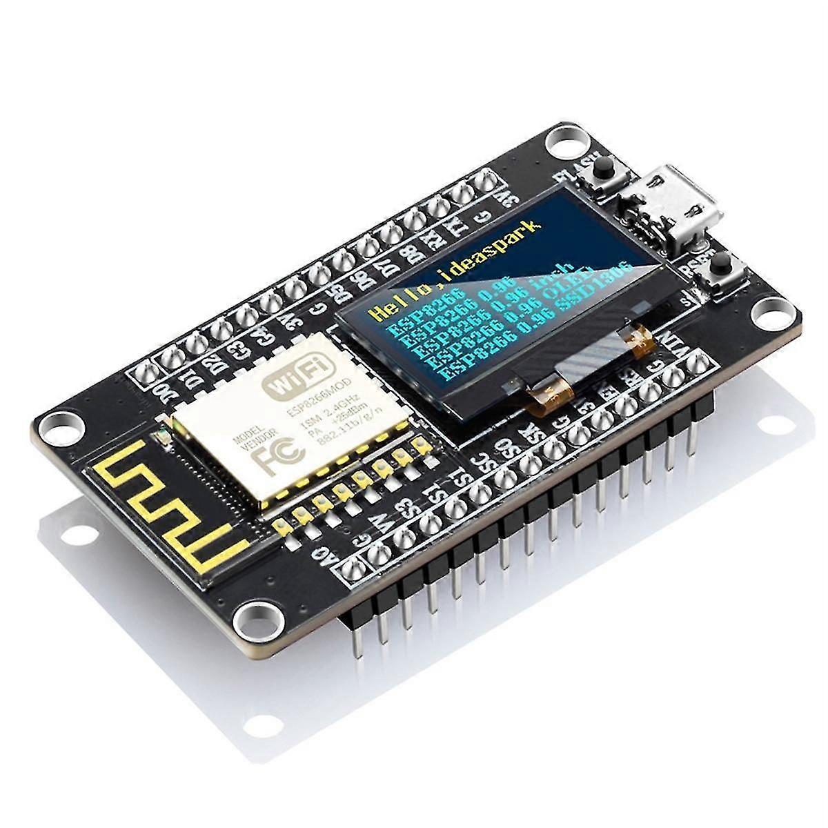 NodeMCU ESP8266 Development Board with 0.96Inch OLED Display CH340 ESP-12E WiFi Module -USB for Micropython