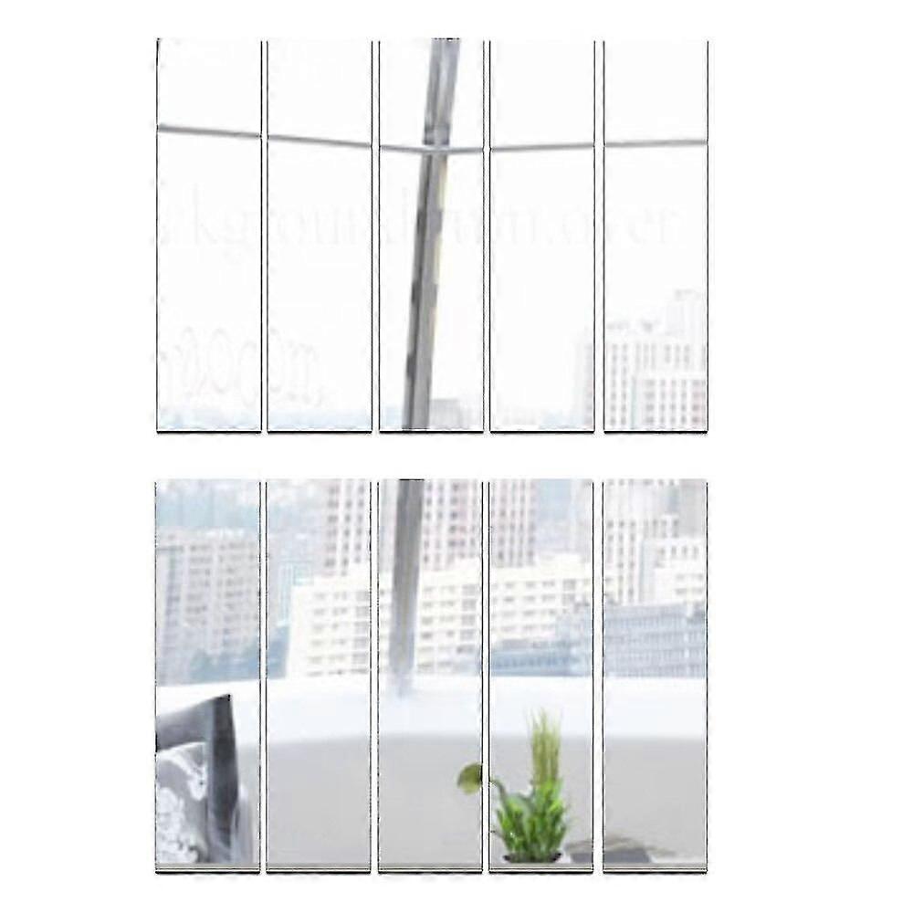 10 Pcs 5*30 Cm Long Rectangle Bar Mirror Wall Sticker