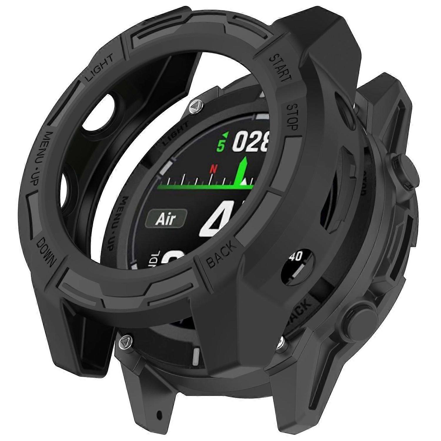 For Garmin Descent G2 Armor Design TPU Smart Watch Protective Case Cover Black