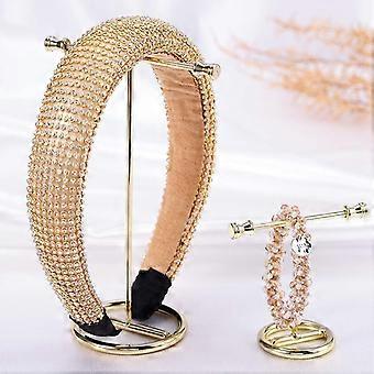 Gold Rhinestone Headband Padded Wide Hairband with Beaded Hair Ties Glitter Crystal Headbands for Women (Type A) gold