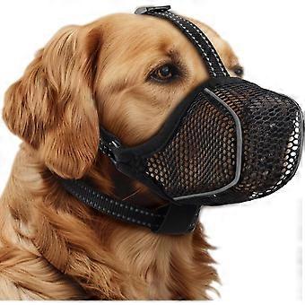 Hundemaulkorb, weicher Netzmaulkorb für kleine, mittlere und große Hunde, atmungsaktiver, reflektierender, verstellbarer Welpenmaulkorb mit Halsband für die Fellpflege.