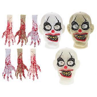 1 Set Creepy Bloody Hand and Clown Head for DIY Pranks and Decorations for Halloween Parties and Haunted House Scene Layout