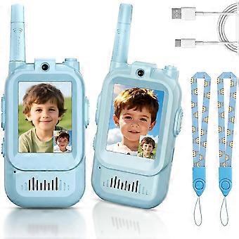 2 Walkie-Talkies de Vídeo para Crianças, Intercomunicador de Vídeo Portátil Recarregável com Câmera e Modificador de Voz, Presente Ideal para Meninos e Meninas