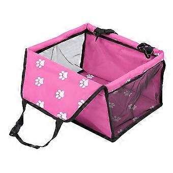 Foldable Car Pet Dog Seat Cover Oxford Fabric Pet Carrier Mesh Basket Pink