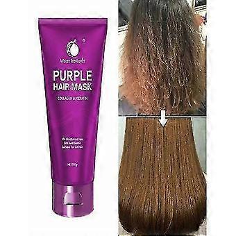 Purple Hair Mask, Keratin Purple Hair Mask, Deep Repair Collagen Hair Mask for Dry and Damaged Hair, Nourishing and Brightening Hair