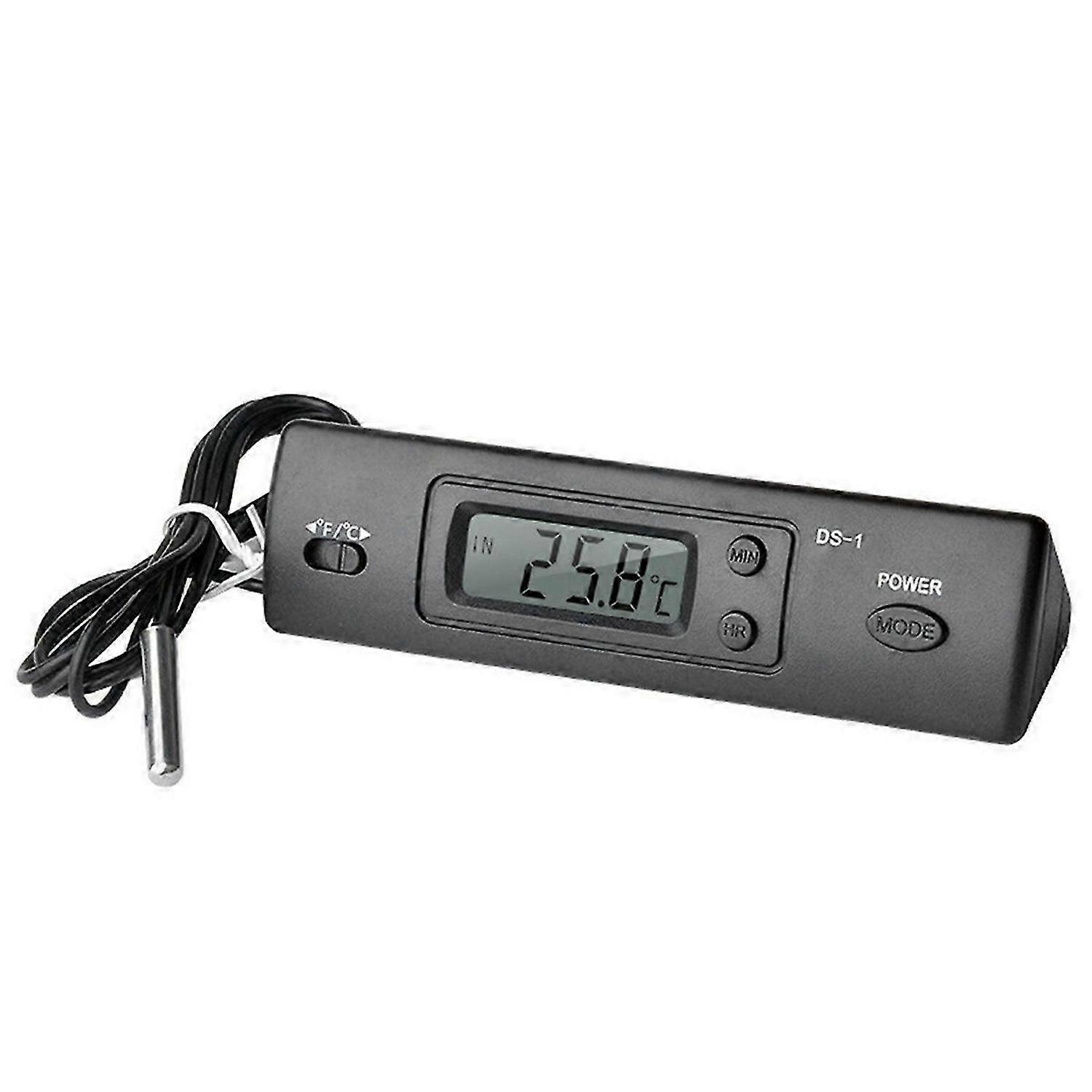 DS-1 Car Thermometer LCD Display C/F Clock Temperature Sensor