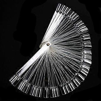 50pcs Clear Acrylic Nail Art Display Sticks FanShaped Nail Tip Swatch Chart with Metal Screw