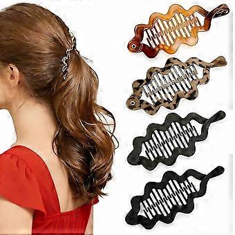 Z7 Lot de 4 pinces bananes pour femmes, élégantes pinces à cheveux en acrylique pour cheveux fins, maintien doux, sans marques, prise en main agréable, pour un usage quotidien et des coiffures de soirée.