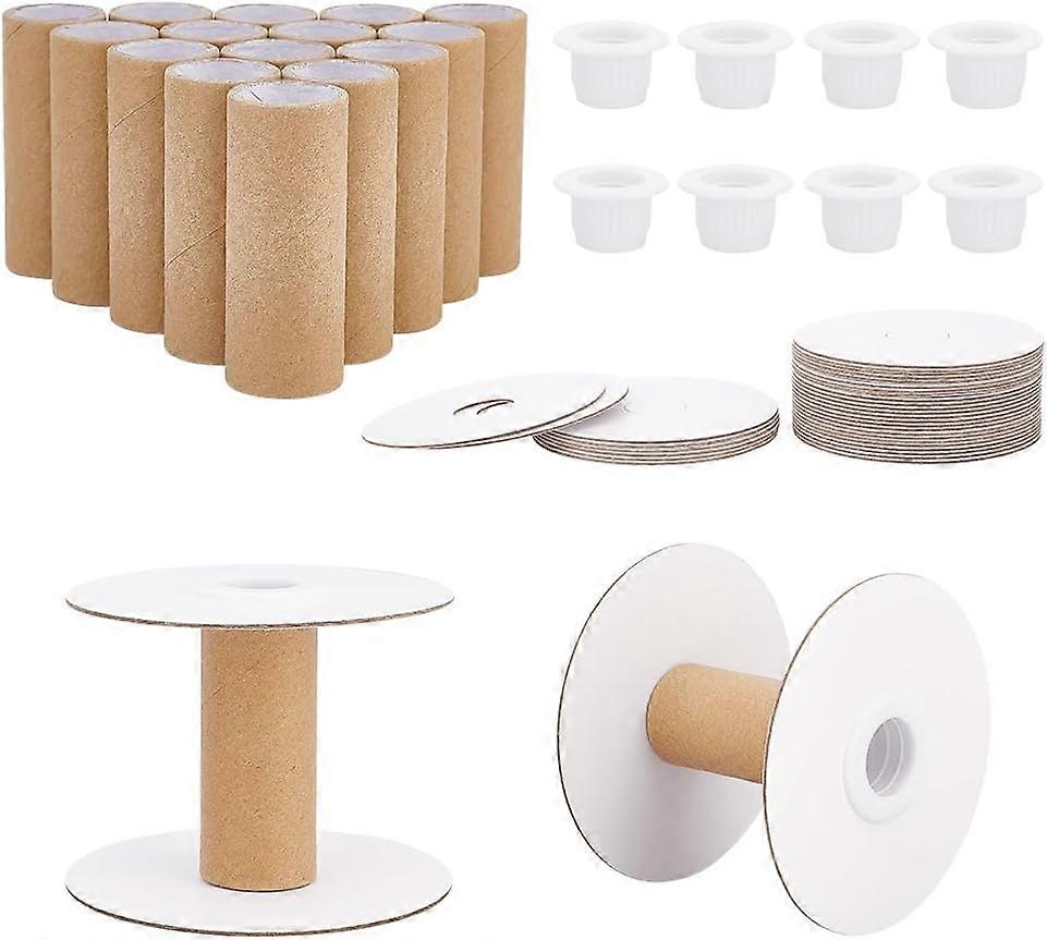 16 Sets Empty Paper Thread Spools Wire Weaving Bobbins Paper Sewing Spools Removable Empty Wire Spools for Yarn making kit