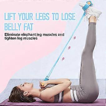 Appareil d'entraînement abdominal, bande de résistance à 6 tubes avec pédale - Entraînement des muscles abdominaux, yoga, salle de sport à domicile, bleu.C1