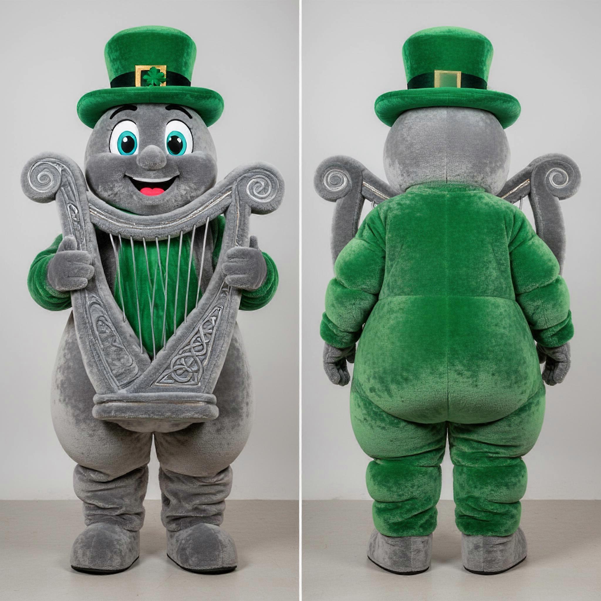 MASTICOT Gray Cartoon Celtic Harp Mascot