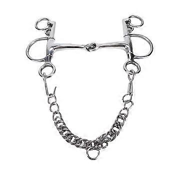Horse Training Snaffle Bit Stainless Steel Double Bridle Horse Curb Bit Mouth Snaffle with Hook and Double Eye Chain