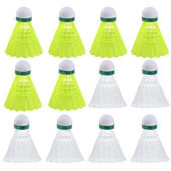 Set van 12 nylon badmintonballen, duurzaam en lichtgewicht