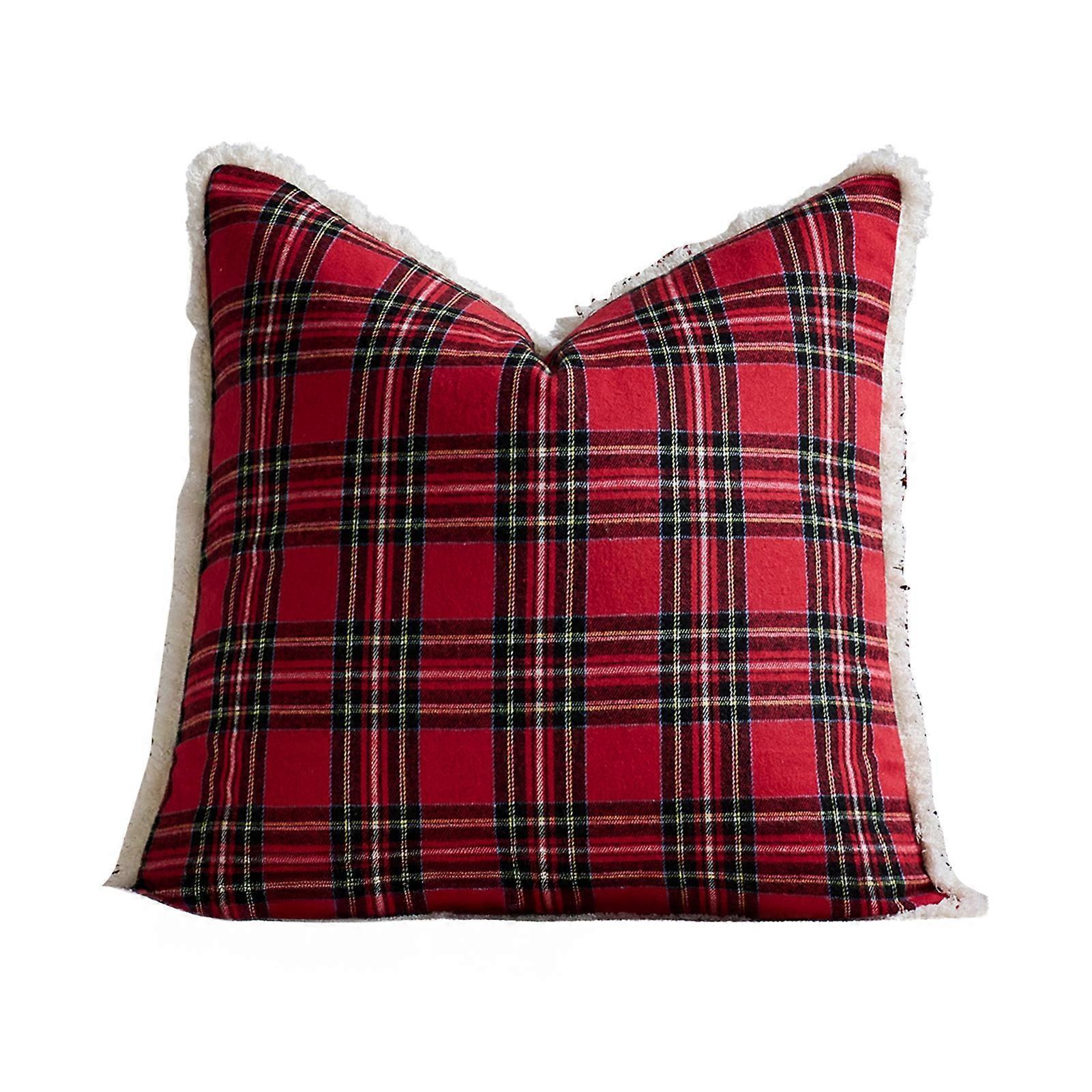 18x18 Festive Plaid Polyester Pillowcase