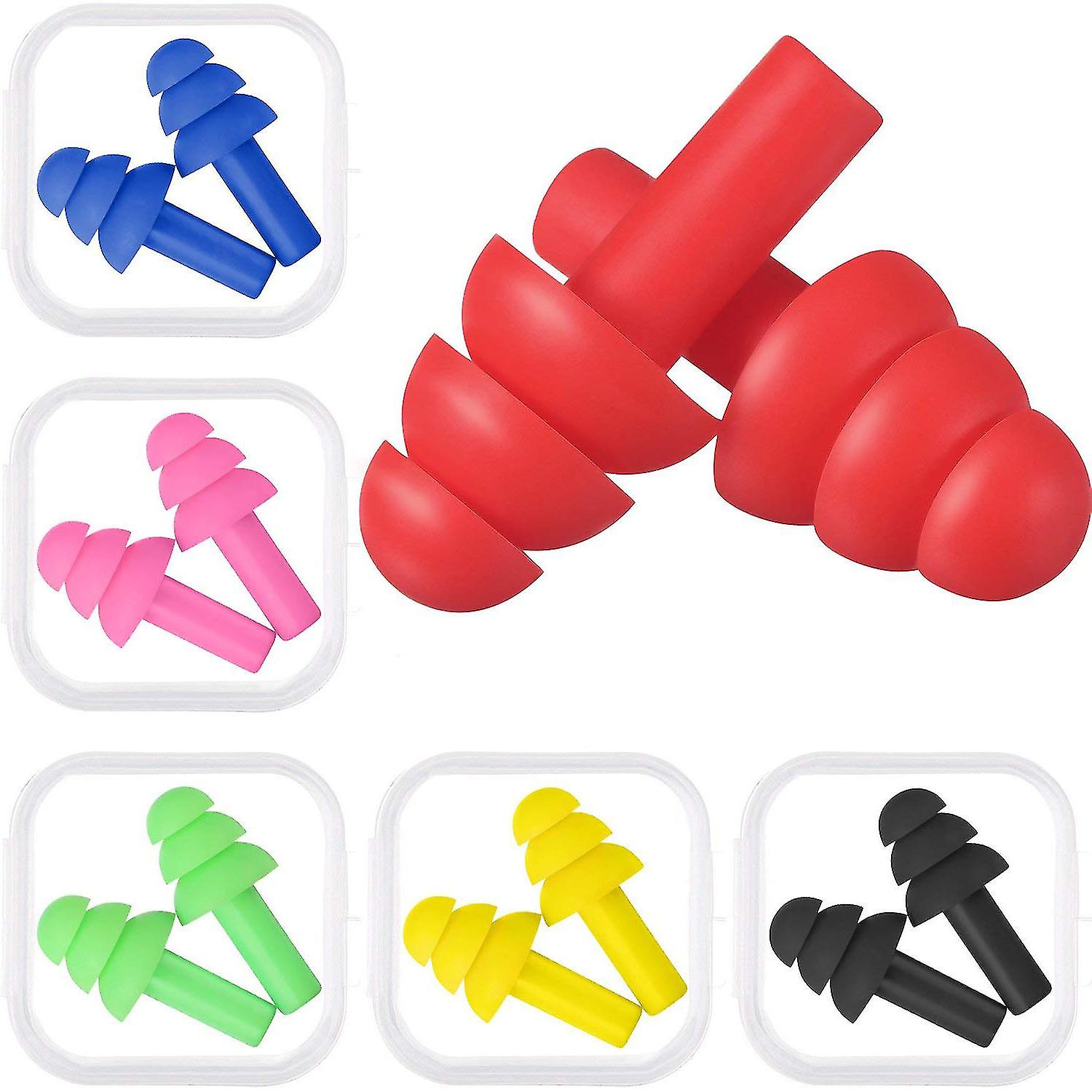 6 Pairs Ear Plugs Noise Cancelling Reusable Earplugs For Swimming And Sleeping, 6 Assorted Colors