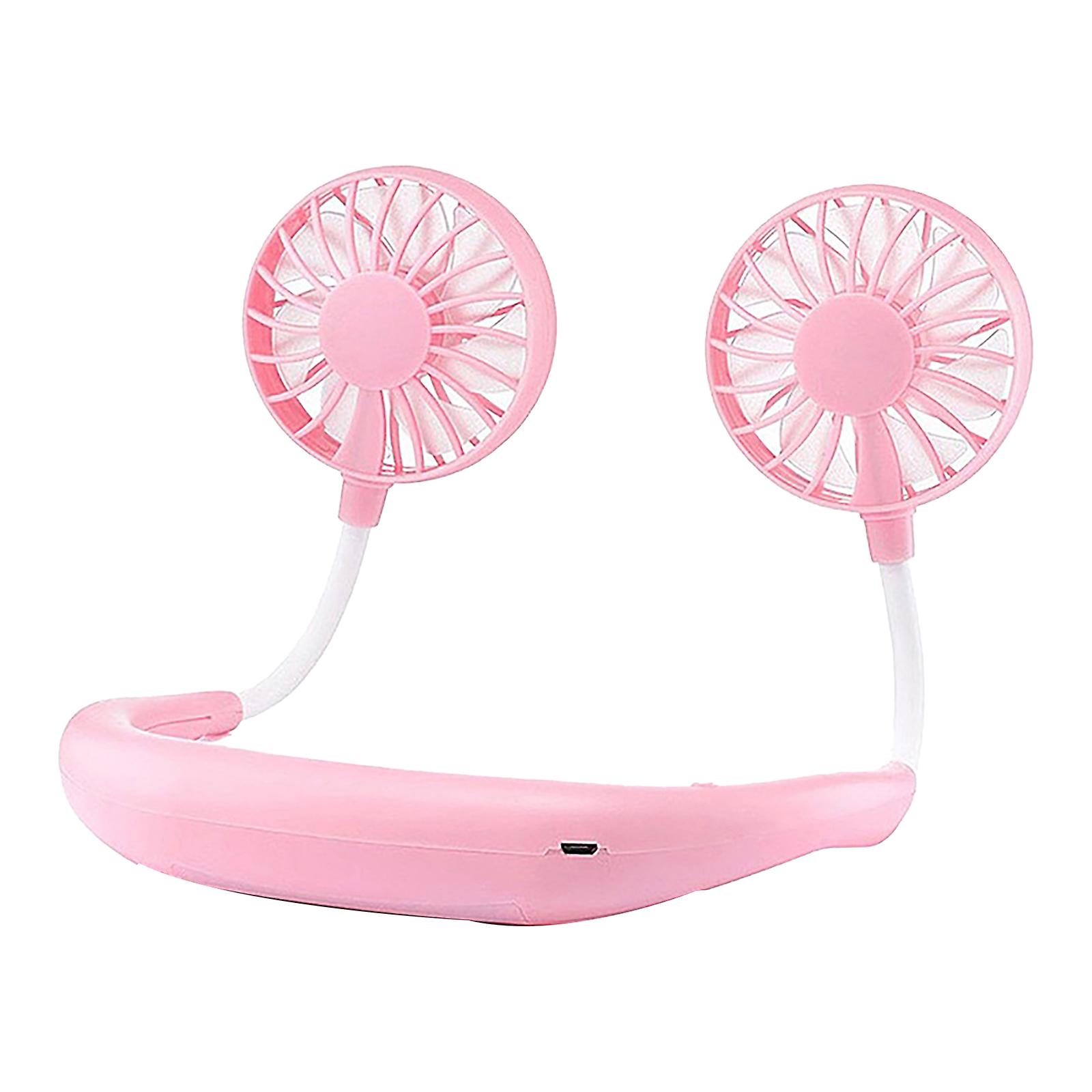 Portable Usb Rechargeable Neckband Lazy Neck Hanging Dual Cooling Mini Fan