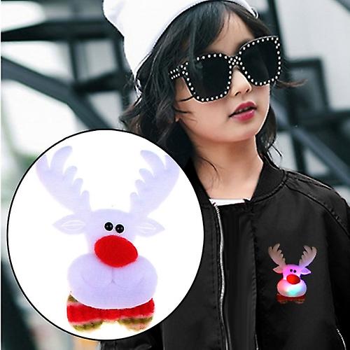 12 Pcs Deer Style Flash Light Christmas Decoration Tree Brooch