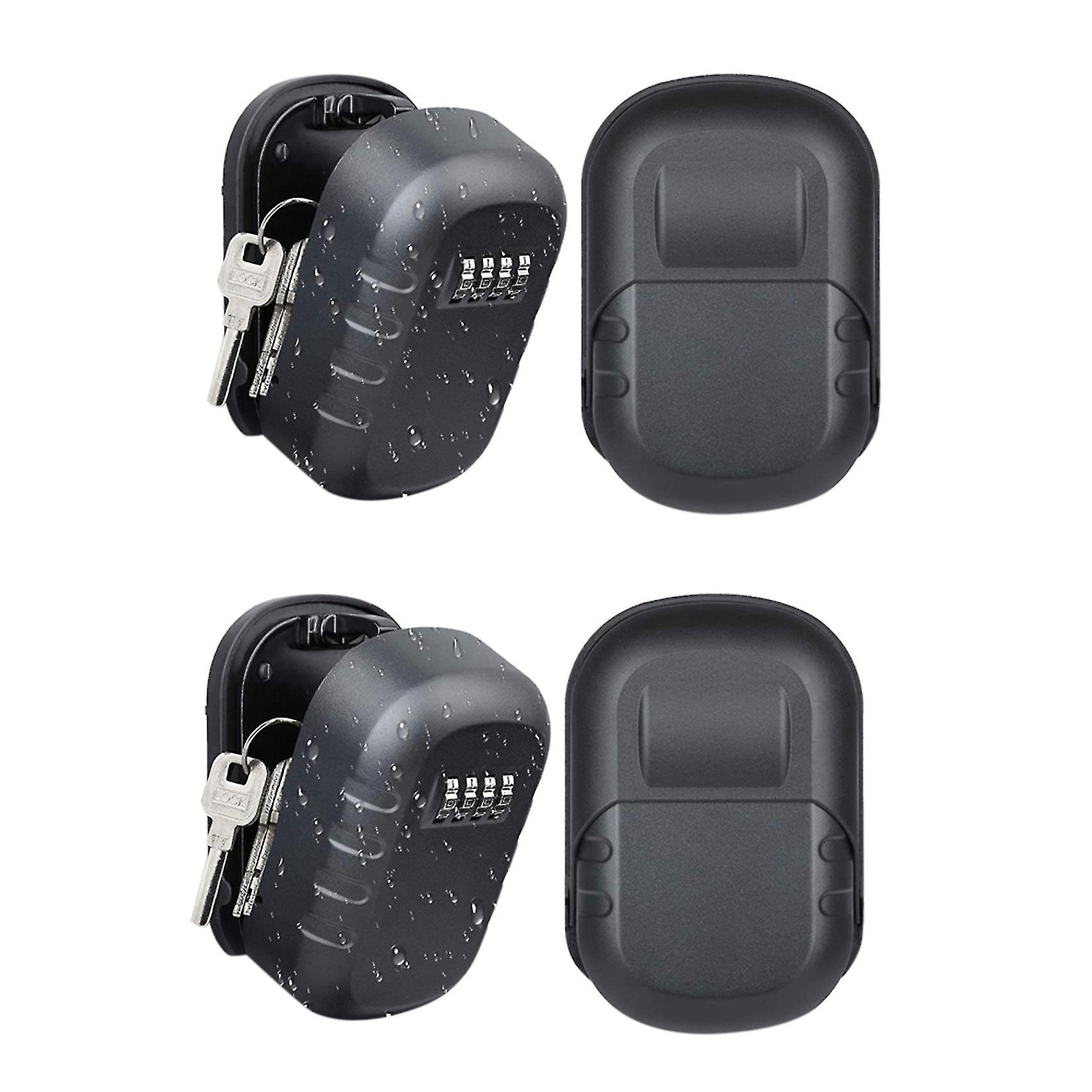 2x Key Lock Box Wall Mount 4 Digit Combination Weatherproof Key Storage Lock Box, Grande Capacité Se