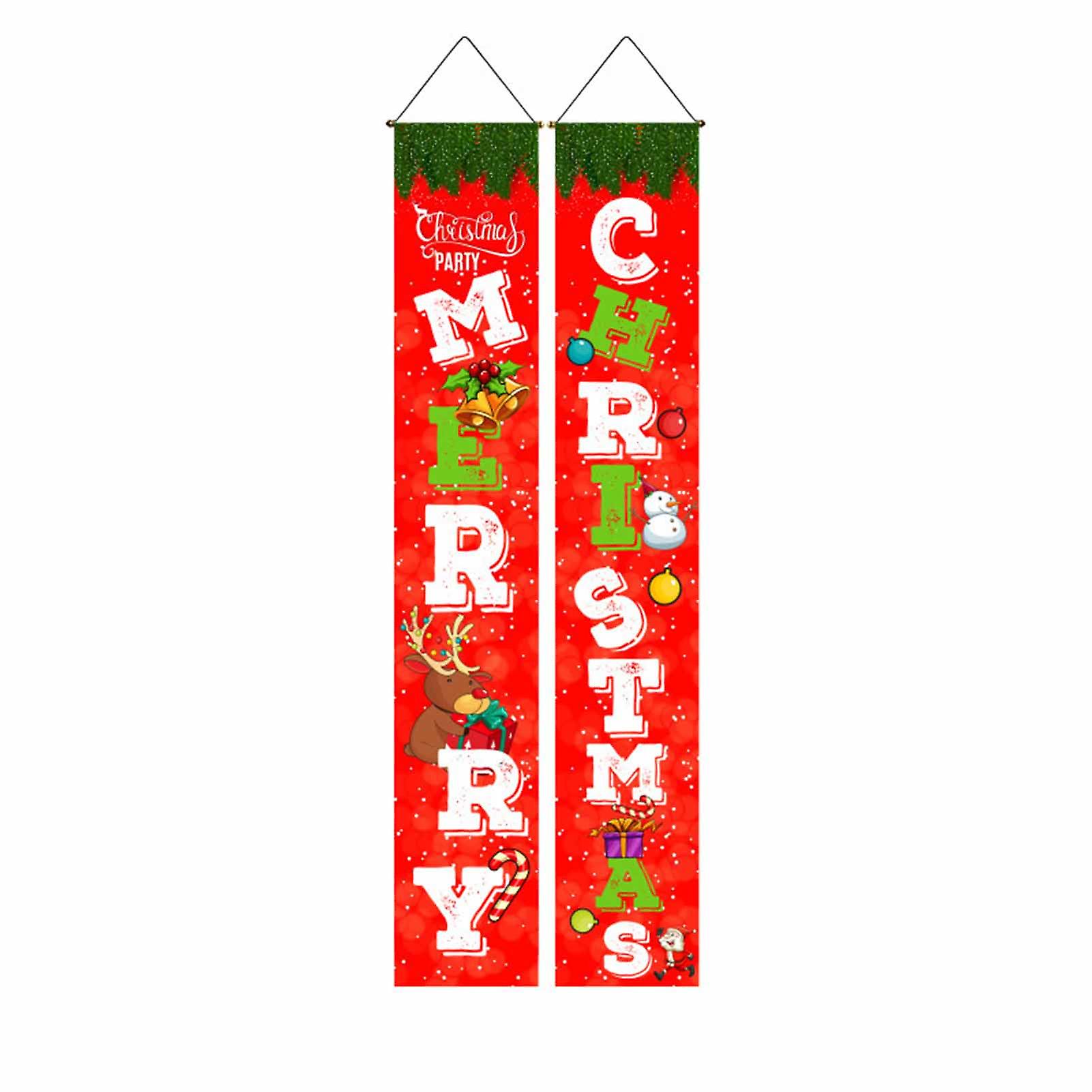 Christmas Sign Door Side Couplet Durable Polyester Fabric Banners