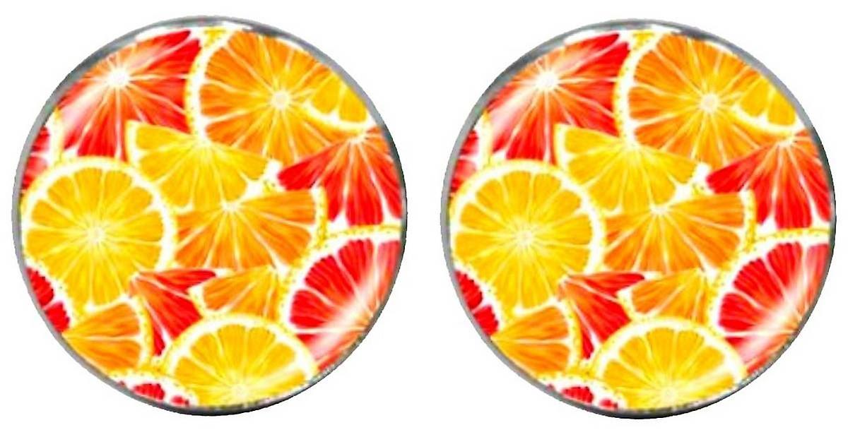 Bassin and Brown Oranges and Lemons Cabachon Cufflinks - Orange/Yellow