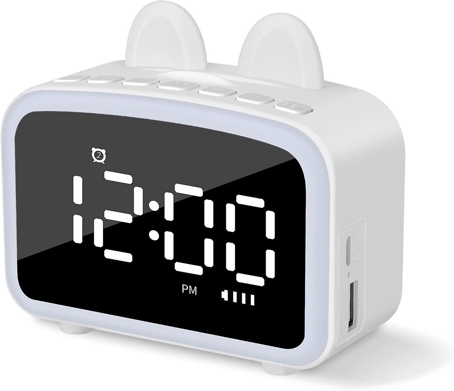 Digital Alarm Clock, Mirror LED Digital Clock with (White)