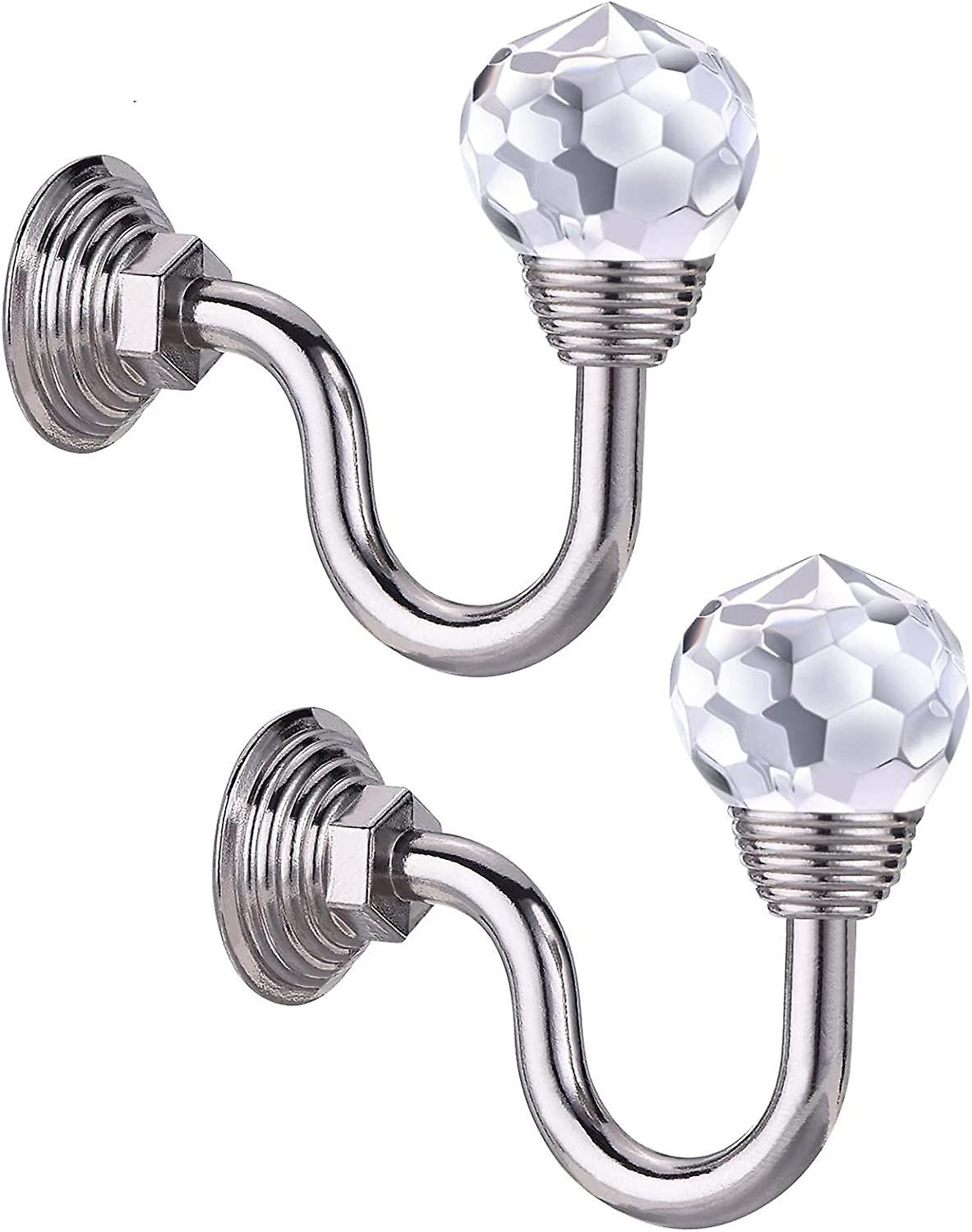 2 Pieces Metal Curtain Holdback Hooks, Gold Screw-in Curtain Hooks, Round Head Hooks for Curtain, Suitable for Curtains