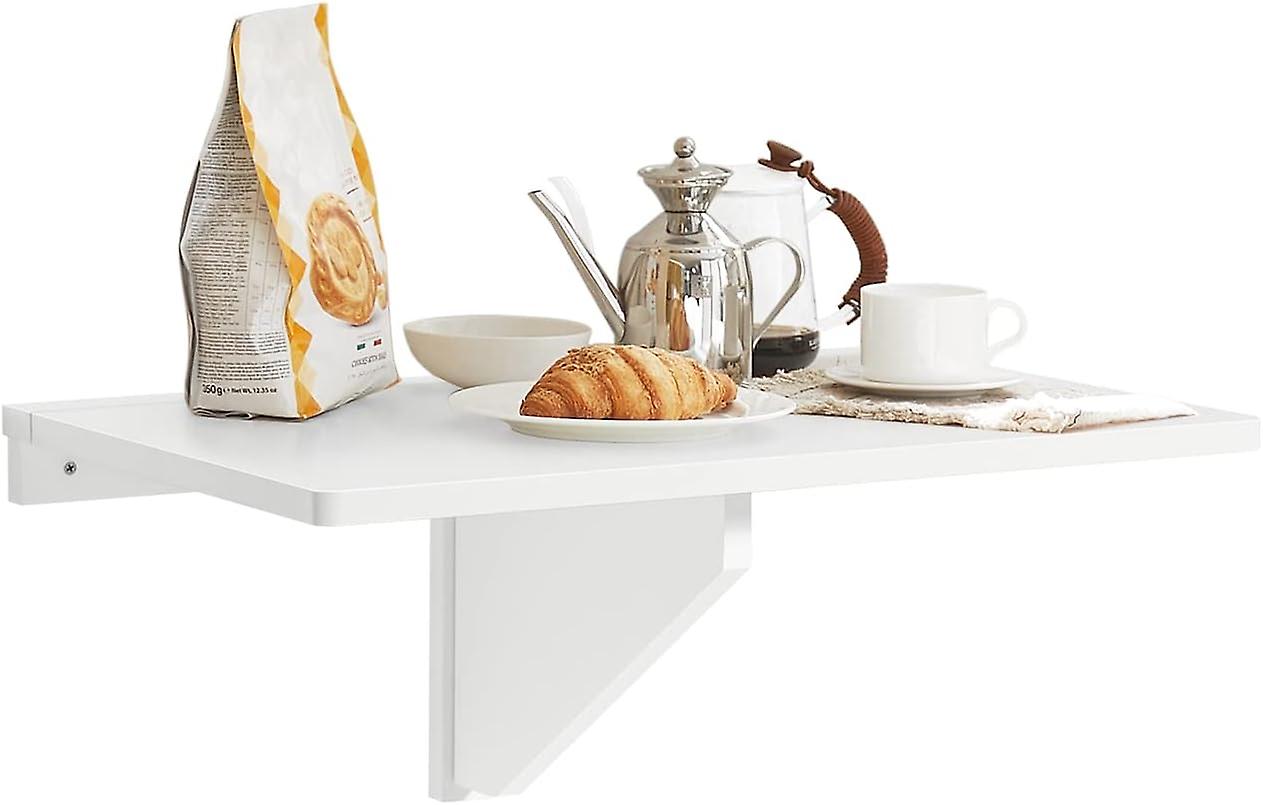 Wall-Mounted Folding Drop-Leaf Table Compact Kitchen, Bar & Office Table, Space-Saving Foldable Design, Mini Version for Small Rooms,SoBuy FWT03-W