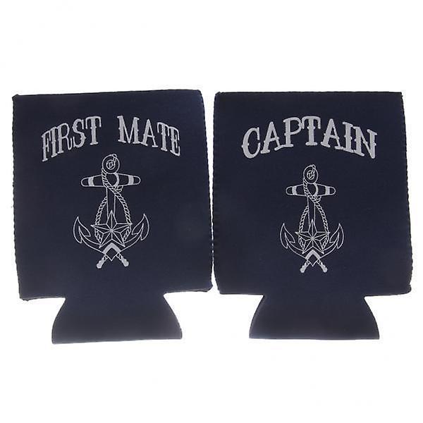 4x2pcs CAPTAIN FIRST MATE Beer Tin Can Cooler Sleeve Holder