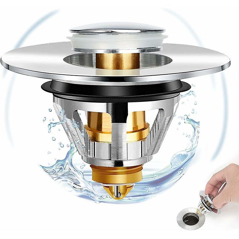 Sink Drain Without Overflow Pop Up Bathroom Sink Stopper, Universal Bathtub Stopper Bathtub Drain Clic Clac Drain Sink Extractor Stopper ( φ 34-38mm)