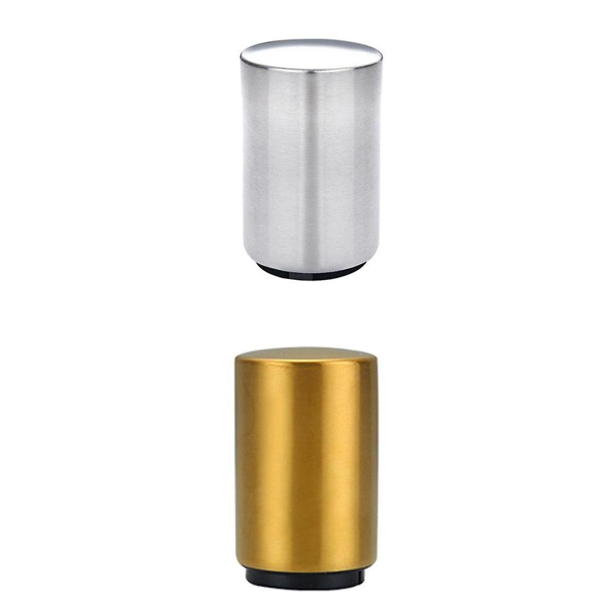 2x Automatic Beer Bottle Opener with Caps Catcher Easy to Use Silver Gold