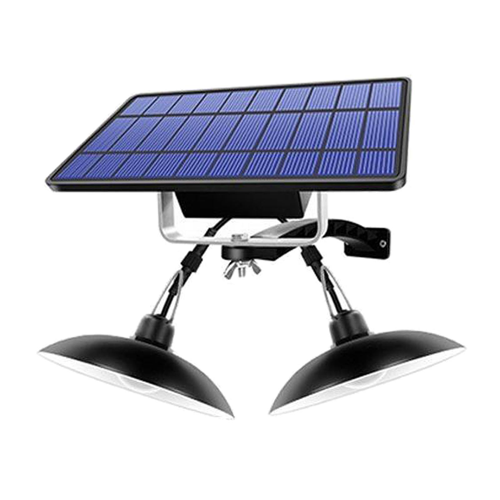 Double Head Garden Solar Pendant Lights Lamp Black Shell_Warm Light