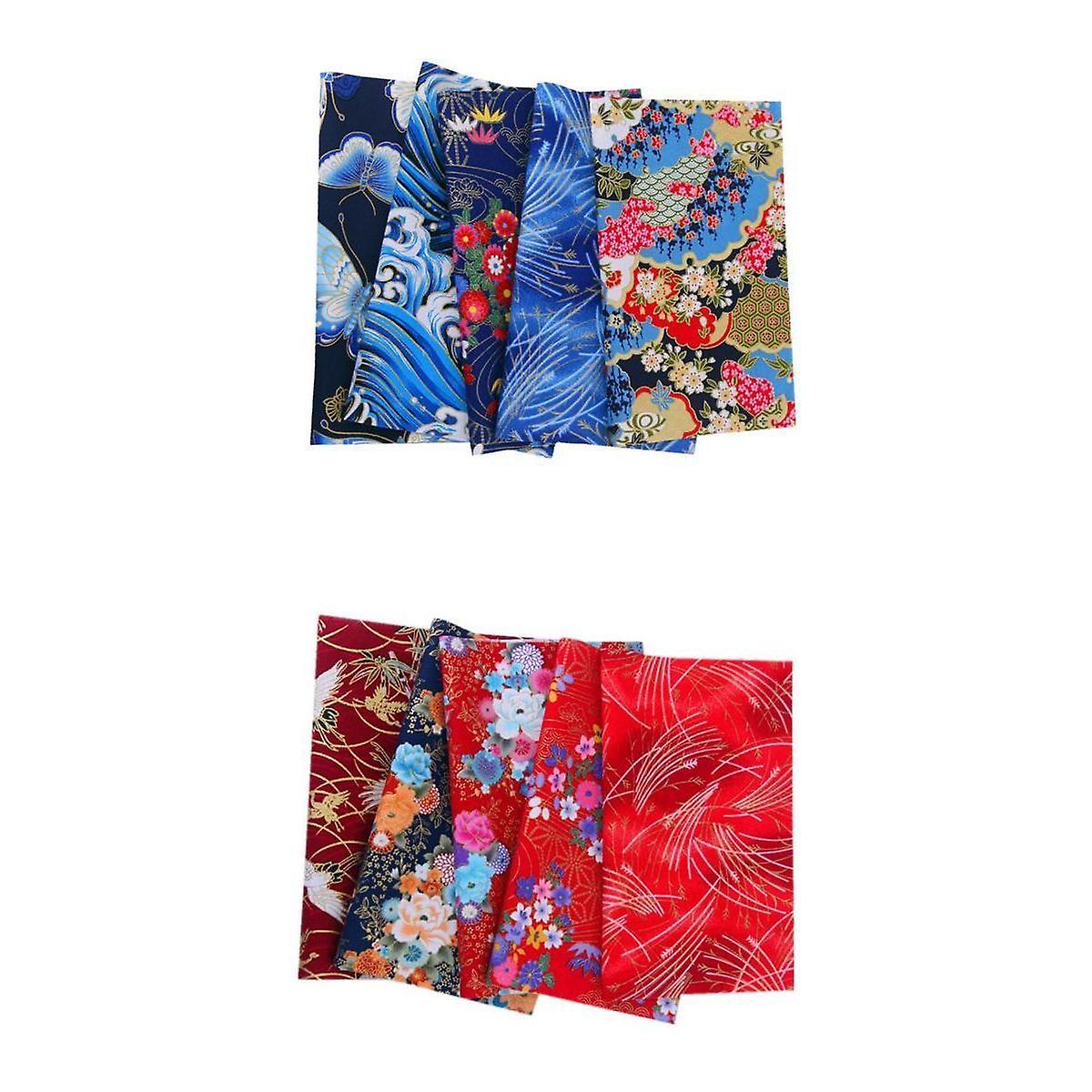 10 Pieces Colorful Cotton Patchwork Sheets Sewing Quilting Fabrics Bundle