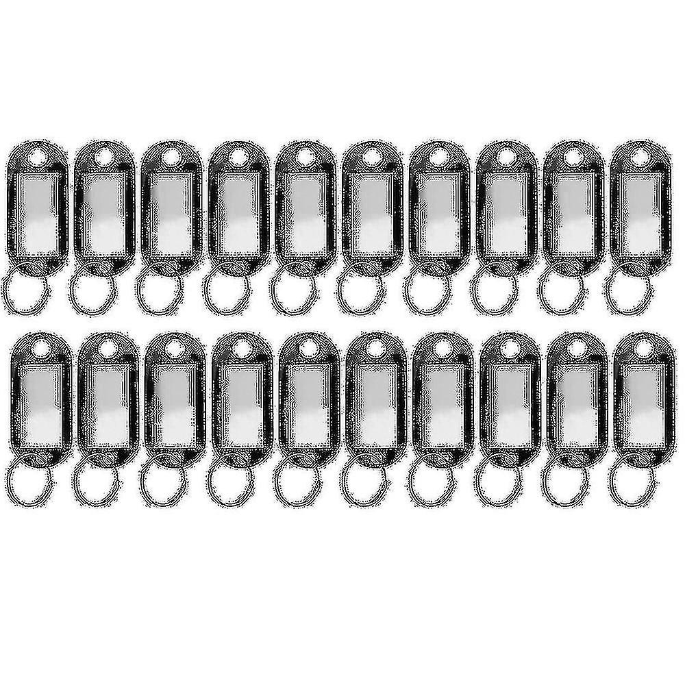 20 Pcs Assorted Key Id Label Tags Split Ring Keyring Keychain (black)