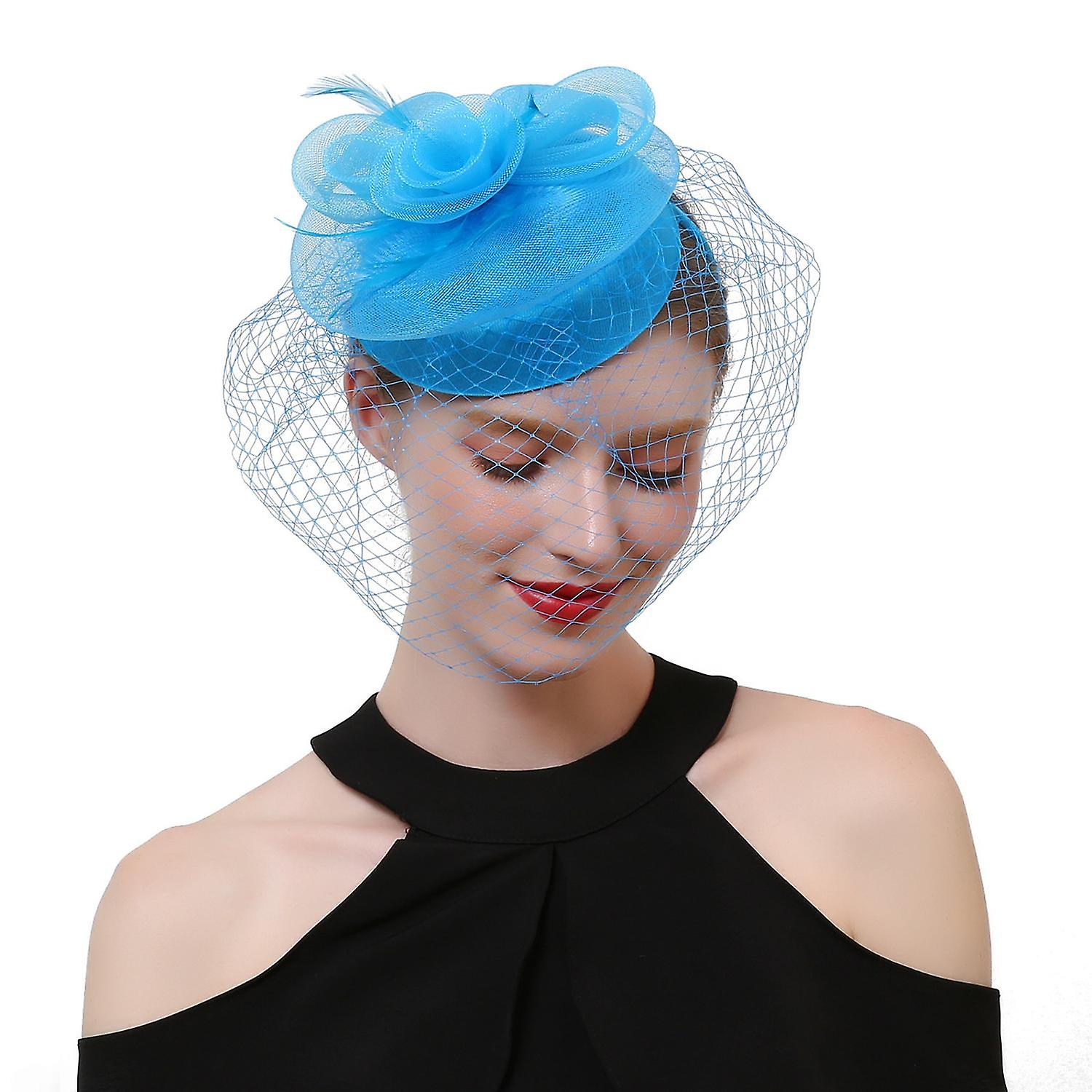 Wedding Church Feather Hat Mesh Headpiece Women Girls Mesh Fascinators Hat Cocktail Party Headband H
