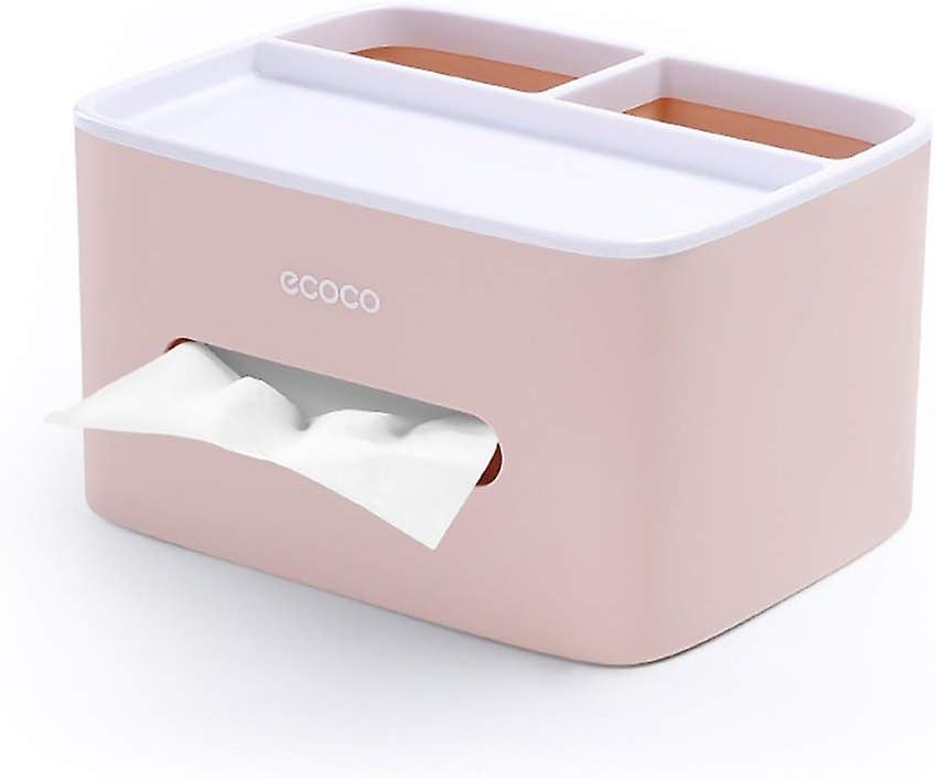 Tissue box, PVC tissue box, Multi-function box, Pen holder, Remote control holder, Tissue holder, Storage box, Cosmetic tissue box (Pink)